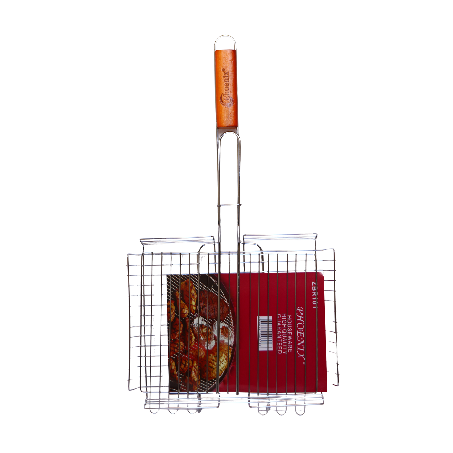 Phoenix Barbecue Grill basket sectioned Wooden Handle