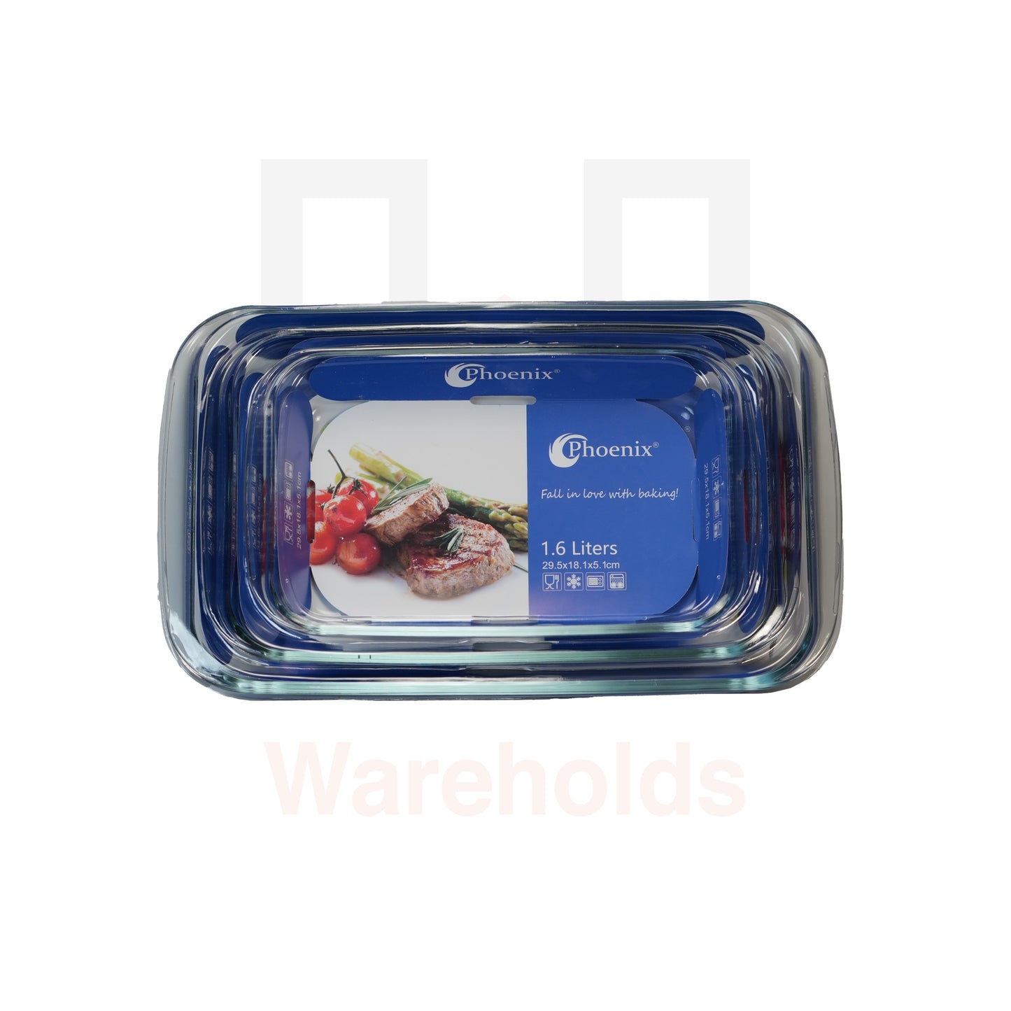 Phoenix 3-Piece Rectangular Pyrex Glass Bakeware Set