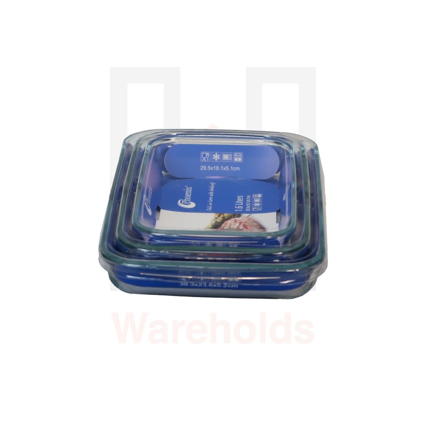 Phoenix 3-Piece Rectangular Pyrex Glass Bakeware Set
