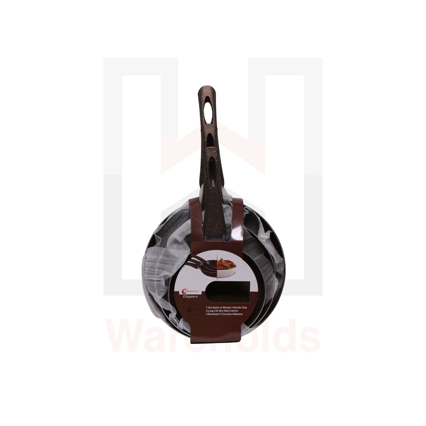 Phoenix 3 Pcs Brown Granite Pans Set