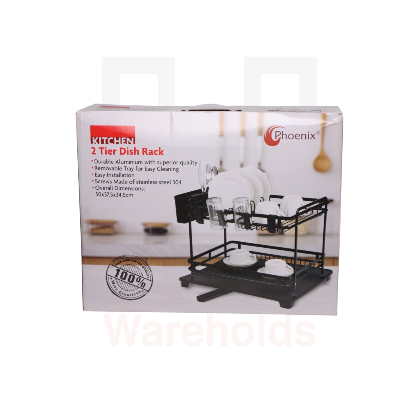 Phoenix 2-Tier Aluminum Dish Rack (Black)