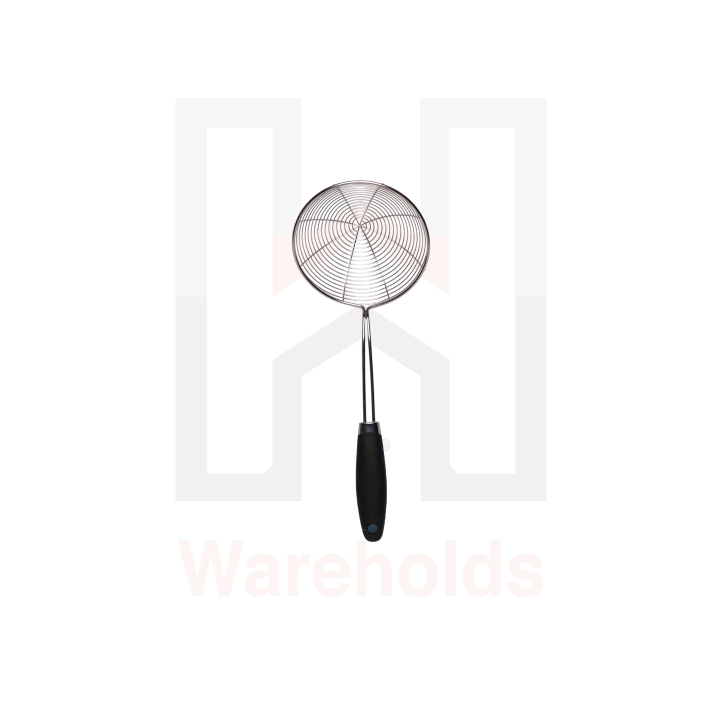 Stainless steel skimmer with black handle