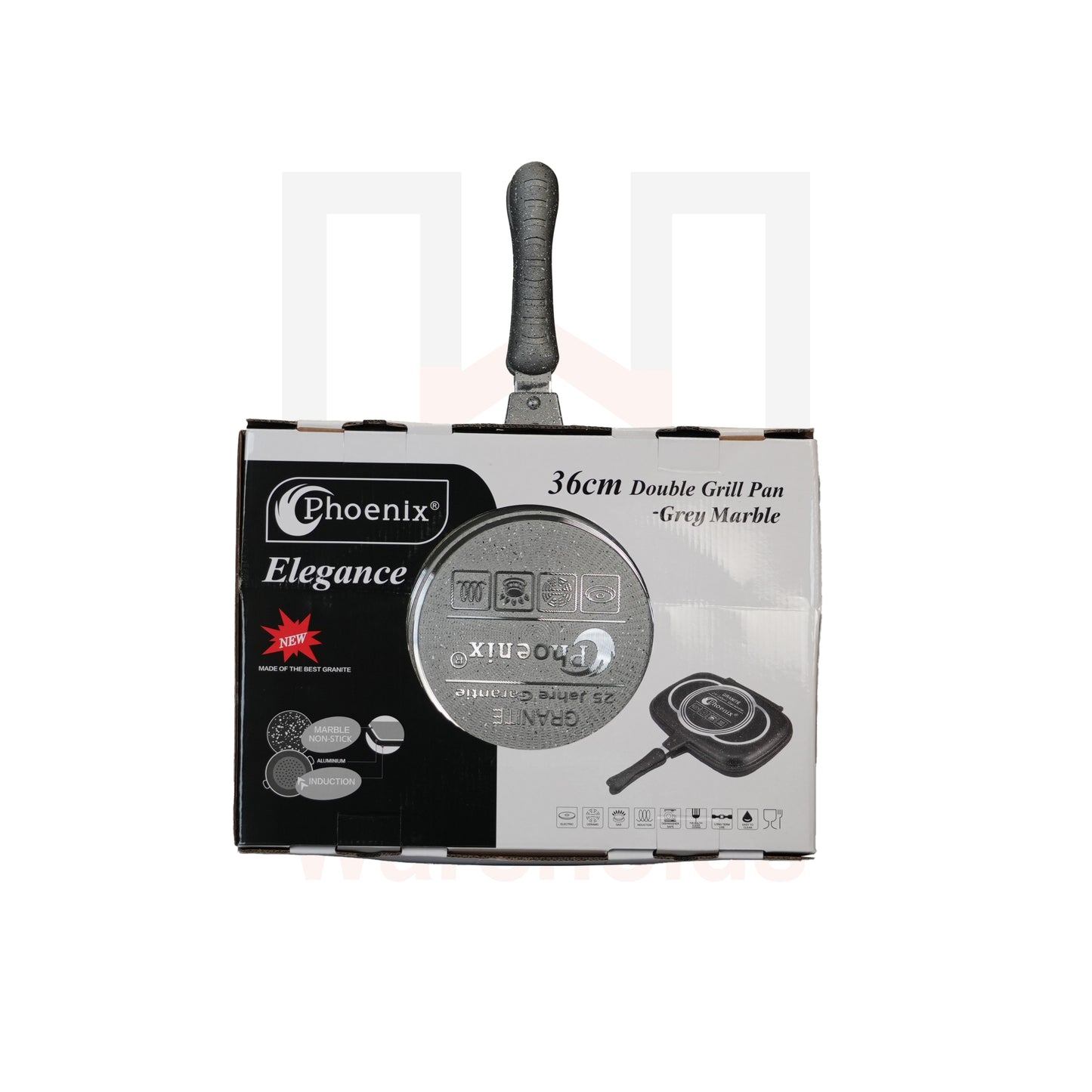 Phoenix 36cm Grey Marble Double Grill Pan