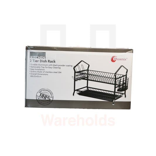 Phoenix 2-Tier Full Black Aluminum Dish Rack