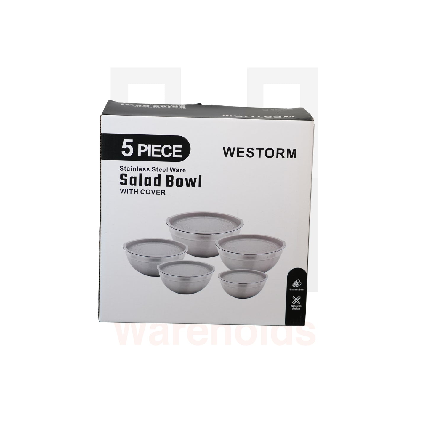 Westorm 5-Piece Stainless Steel Salad Bowl Set with Lids