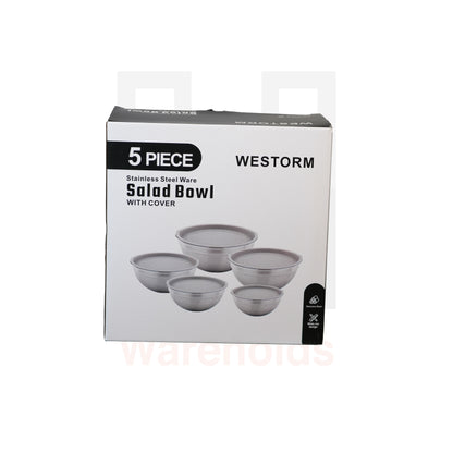 Westorm 5-Piece Stainless Steel Salad Bowl Set with Lids