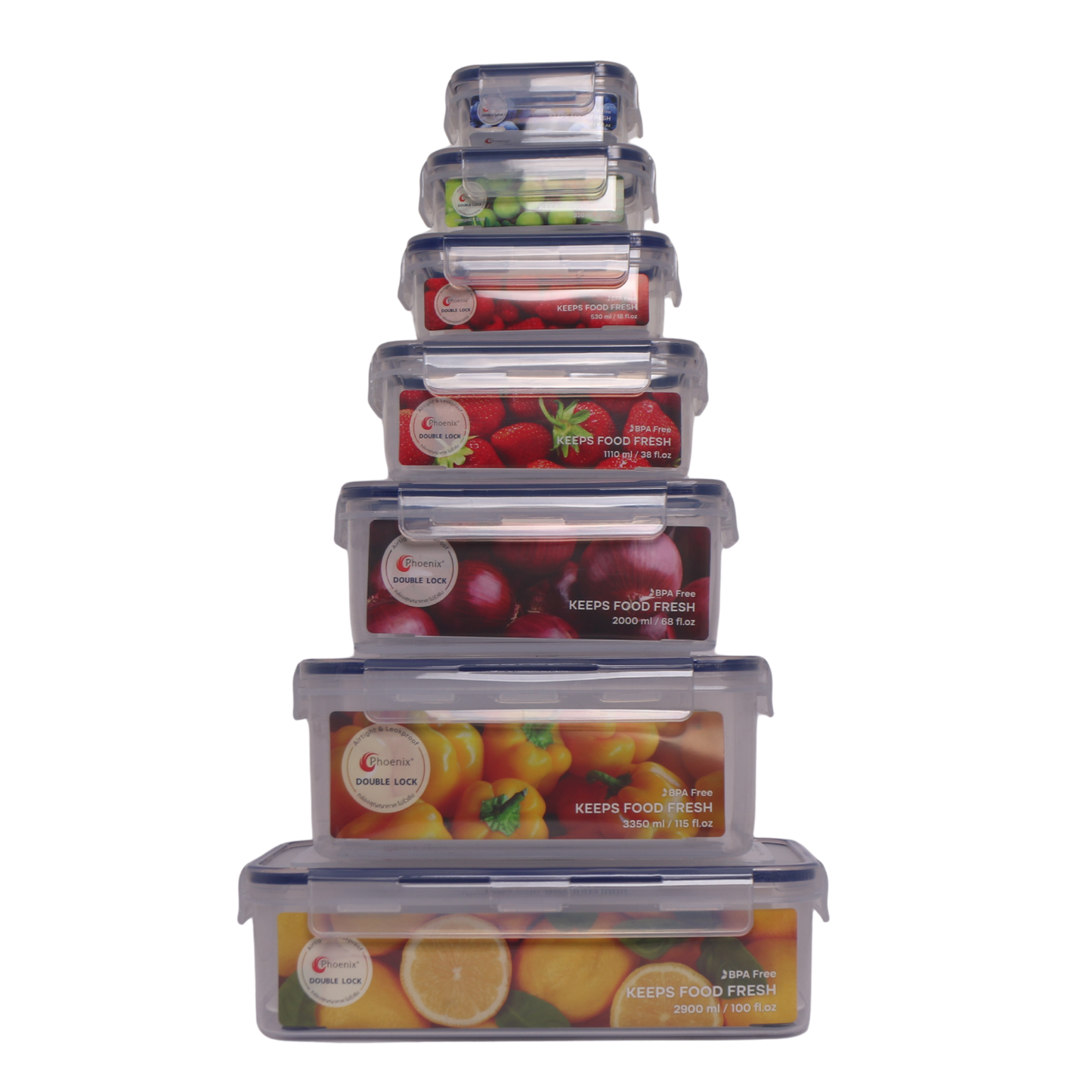 Phoenix BPA Free Double Lock Rectangular Plastic Food Storage Container