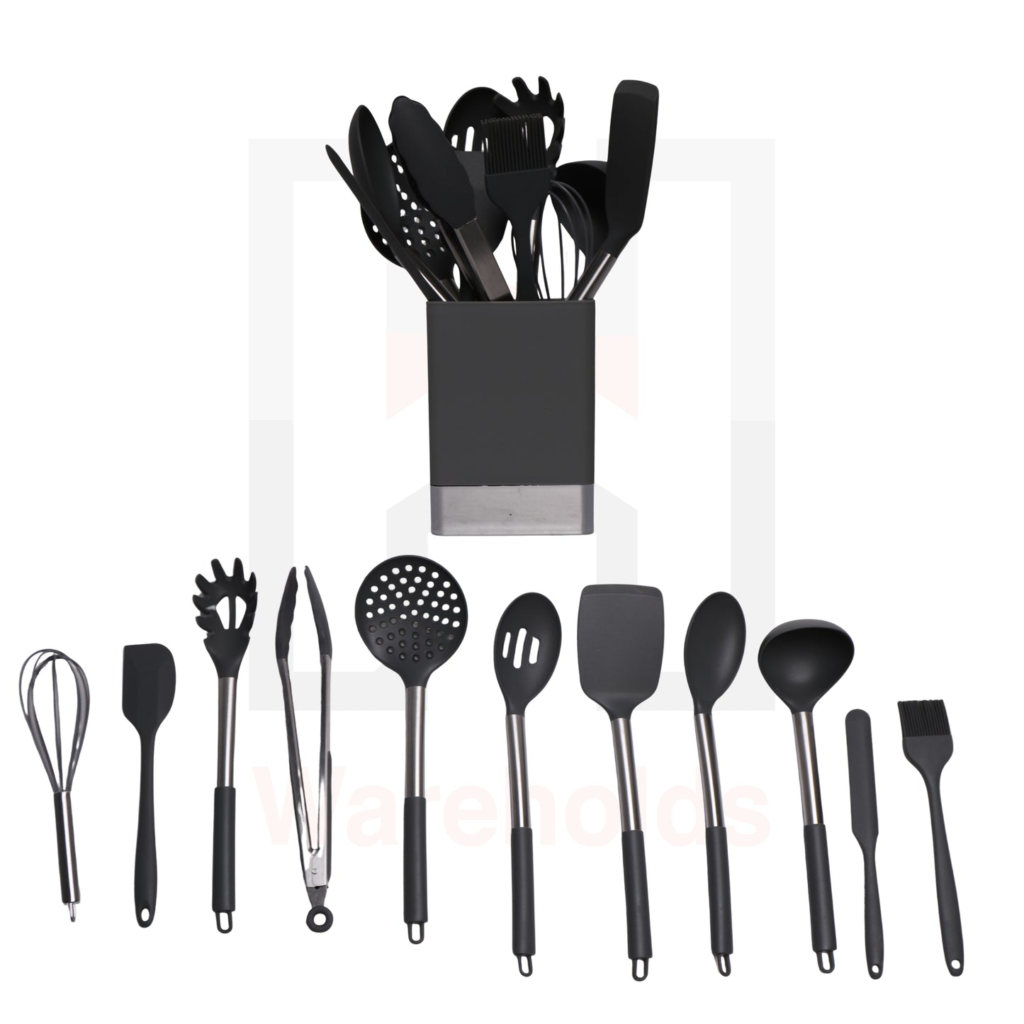 12 Pcs Stainless Steel Silicone Kitchen Utensils Set