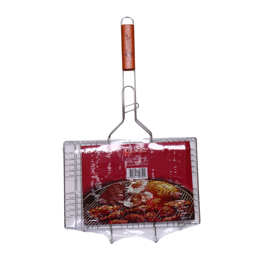 Phoenix Barbecue Grill basket sectioned Wooden Handle