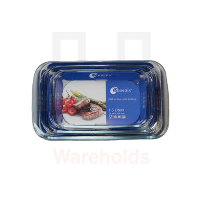 Phoenix 3-Piece Rectangular Pyrex Glass Bakeware Set