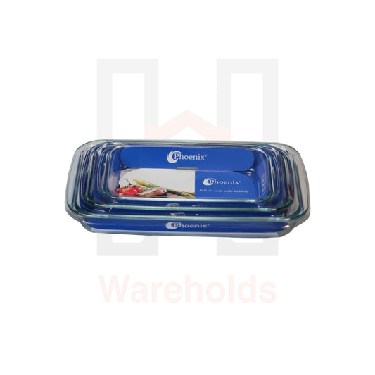 Phoenix 3-Piece Rectangular Pyrex Glass Bakeware Set