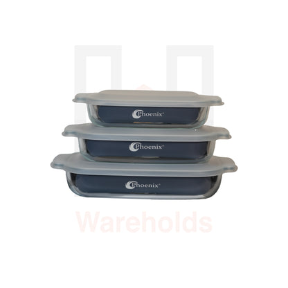 Phoenix Rectangular Pyrex Glassware with Lids (Per Piece)