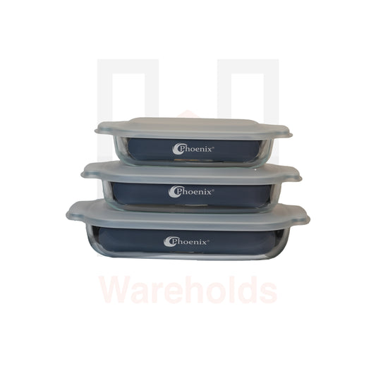 Phoenix Rectangular Pyrex Glassware with Lids (Per Piece)