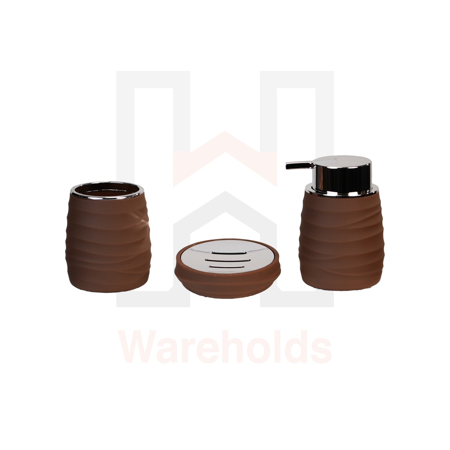 Phoenix Brown Wavy Bathroom Accessory Set