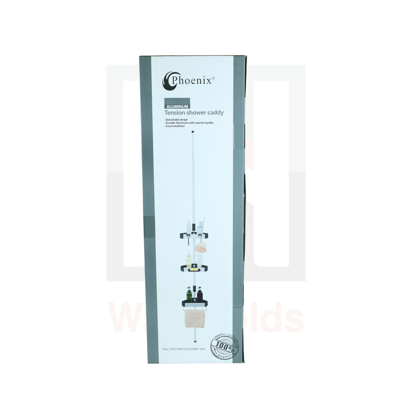 Phoenix Adjustable White Aluminum Tension Shower Caddy