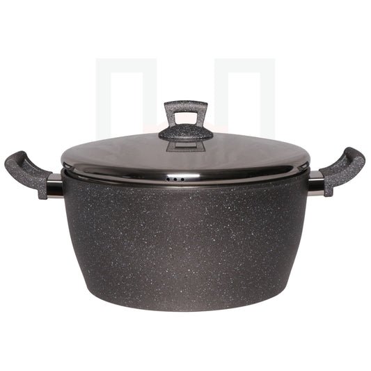 Phoenix Grey Marble Casserole Pot with SS Cover (Granite) - Per Piece