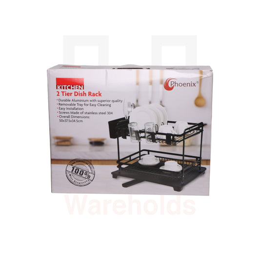 Phoenix 2-Tier Aluminum Dish Rack (Black)