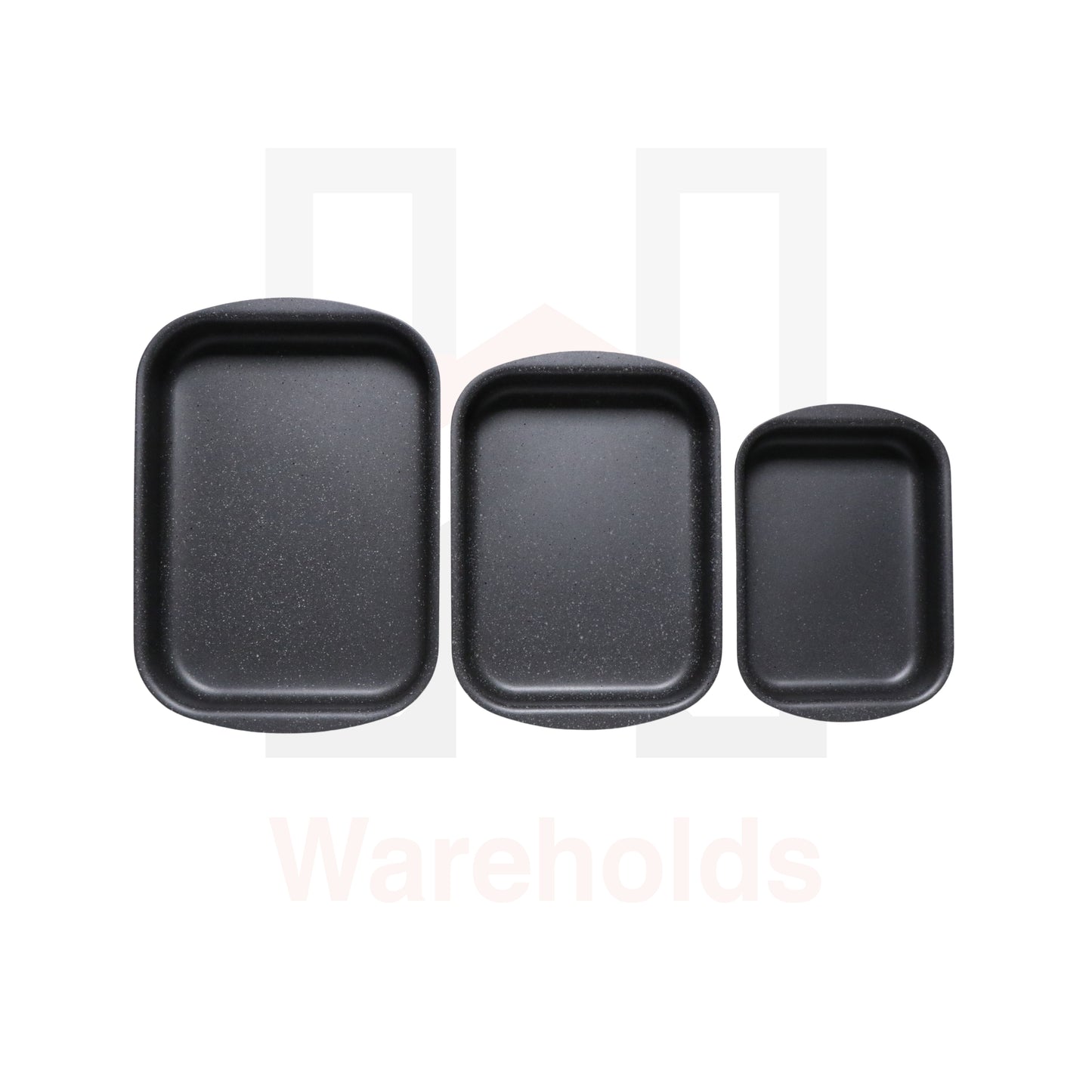 Phoenix 3 Pcs Rectangular Grey Marble Forged Baking Pans Set