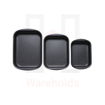 Phoenix 3 Pcs Rectangular Grey Marble Forged Baking Pans Set