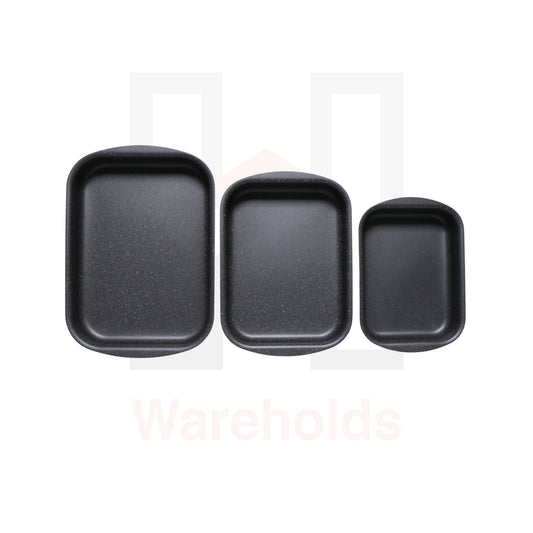 Phoenix 3 Pcs Rectangular Grey Marble Forged Baking Pans Set