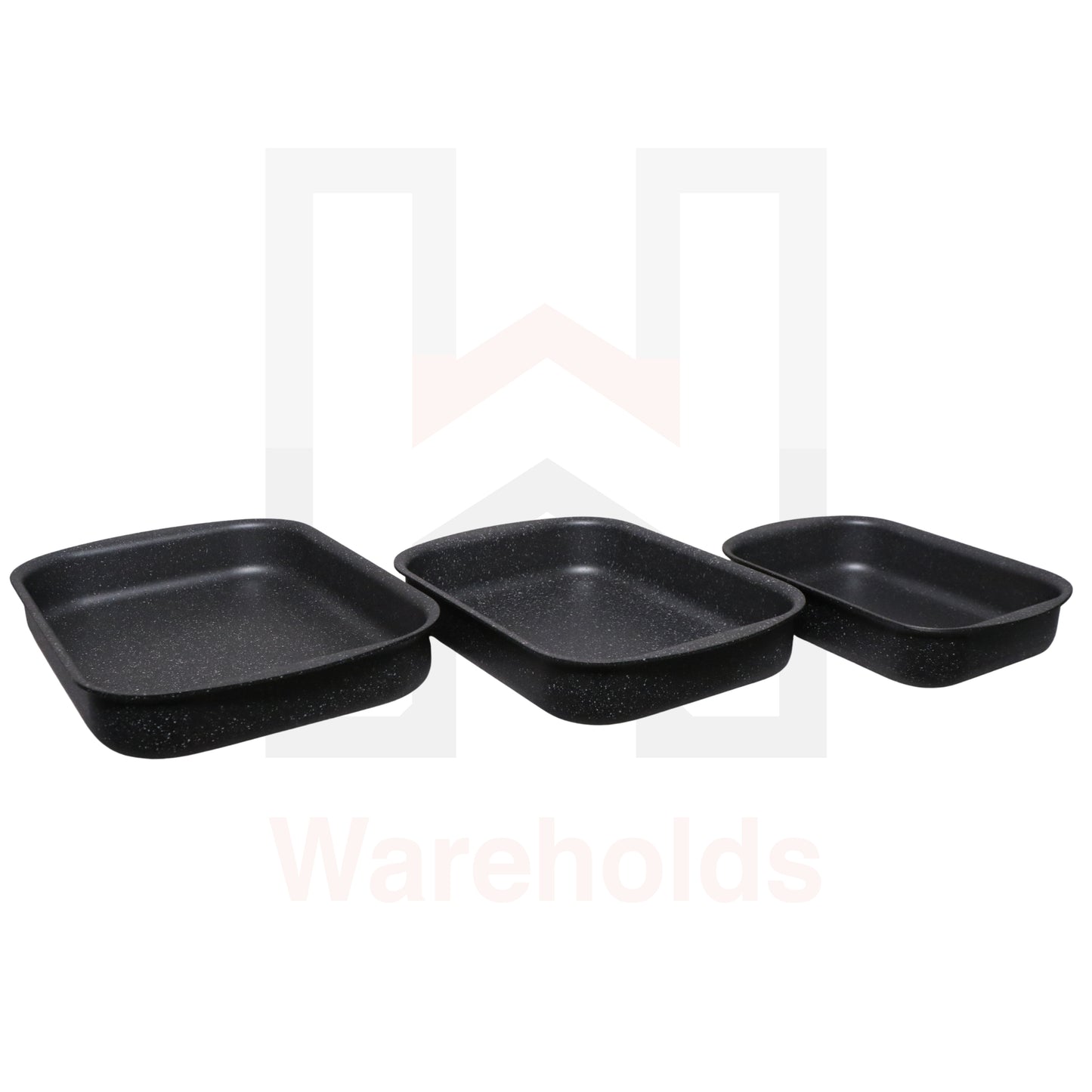 Phoenix 3 Pcs Rectangular Grey Marble Forged Baking Pans Set