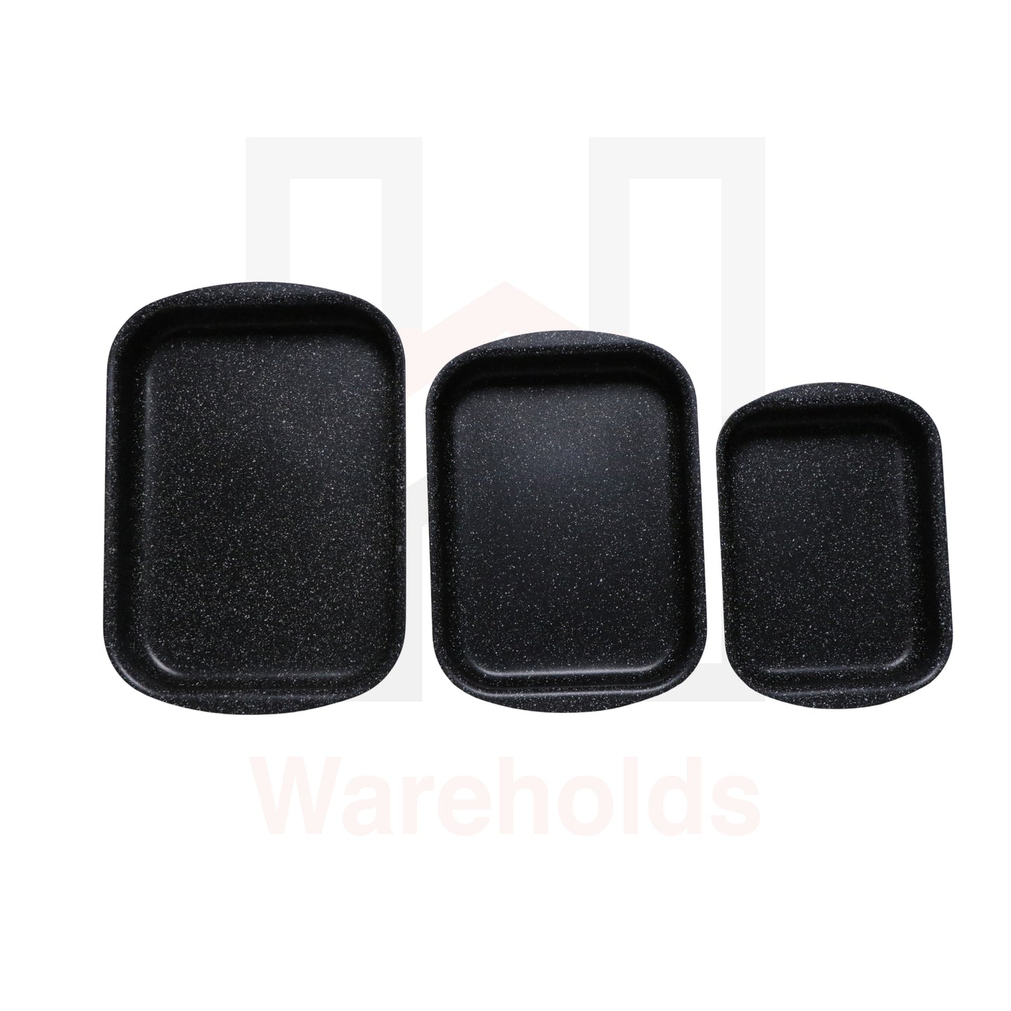 Phoenix 3 Pcs Rectangular Black Marble Forged Baking Pans Set