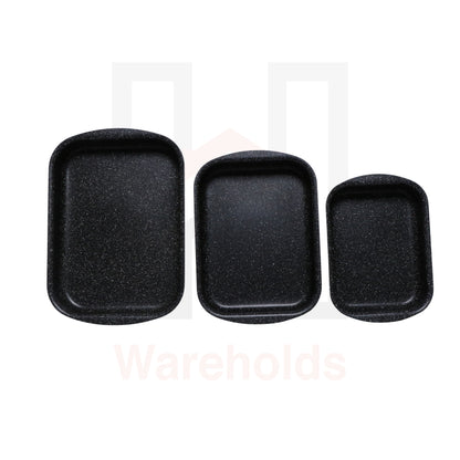 Phoenix 3 Pcs Rectangular Black Marble Forged Baking Pans Set