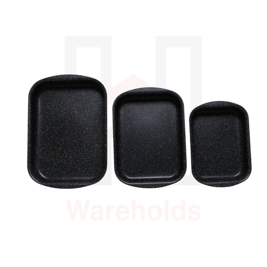Phoenix 3 Pcs Rectangular Black Marble Forged Baking Pans Set