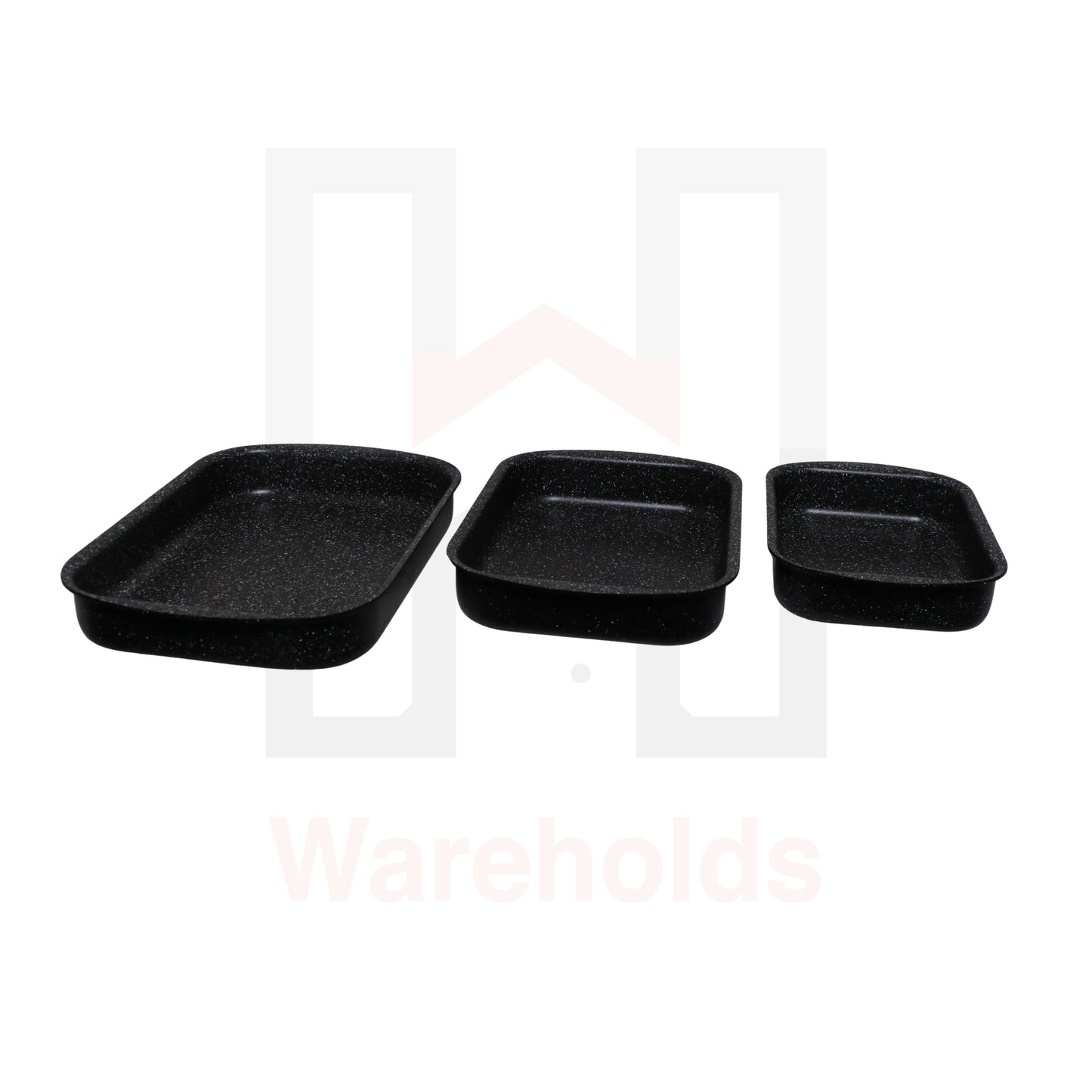 Phoenix 3 Pcs Rectangular Black Marble Forged Baking Pans Set