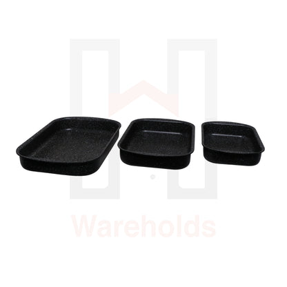 Phoenix 3 Pcs Rectangular Black Marble Forged Baking Pans Set