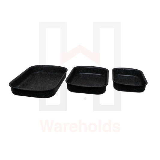 Phoenix 3 Pcs Rectangular Black Marble Forged Baking Pans Set