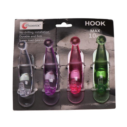 Phoenix 4 pcs Multi-color Wall Hook