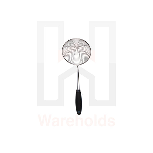 Stainless steel skimmer with black handle 