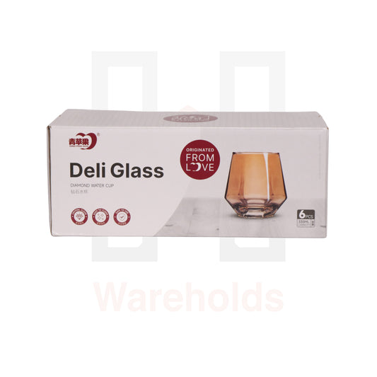 Deli Glass 6 Pcs Diamond Water Cup Set