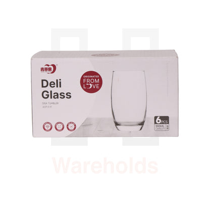 Deli Glass 6 Pcs Disa Tumbler Water Cup Set