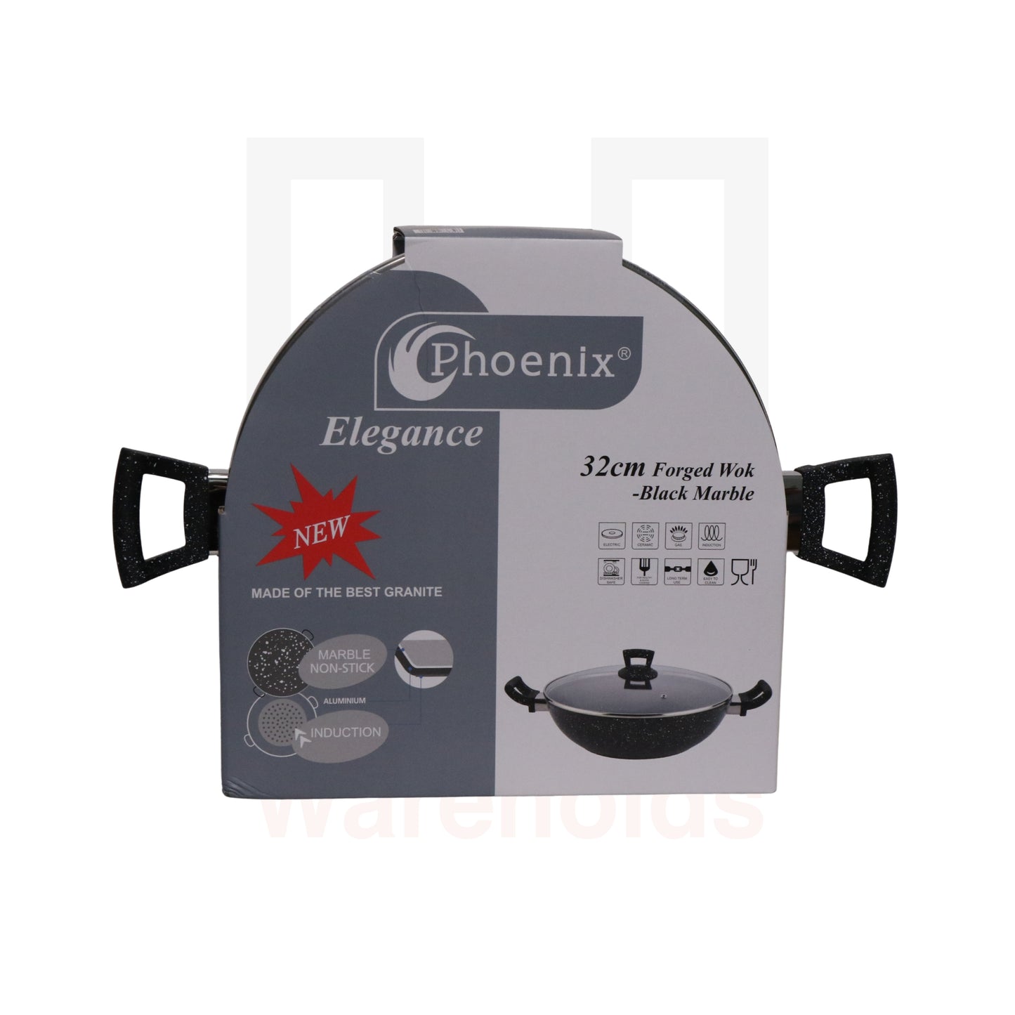 Phoenix Black Marble Forged Wok Pot