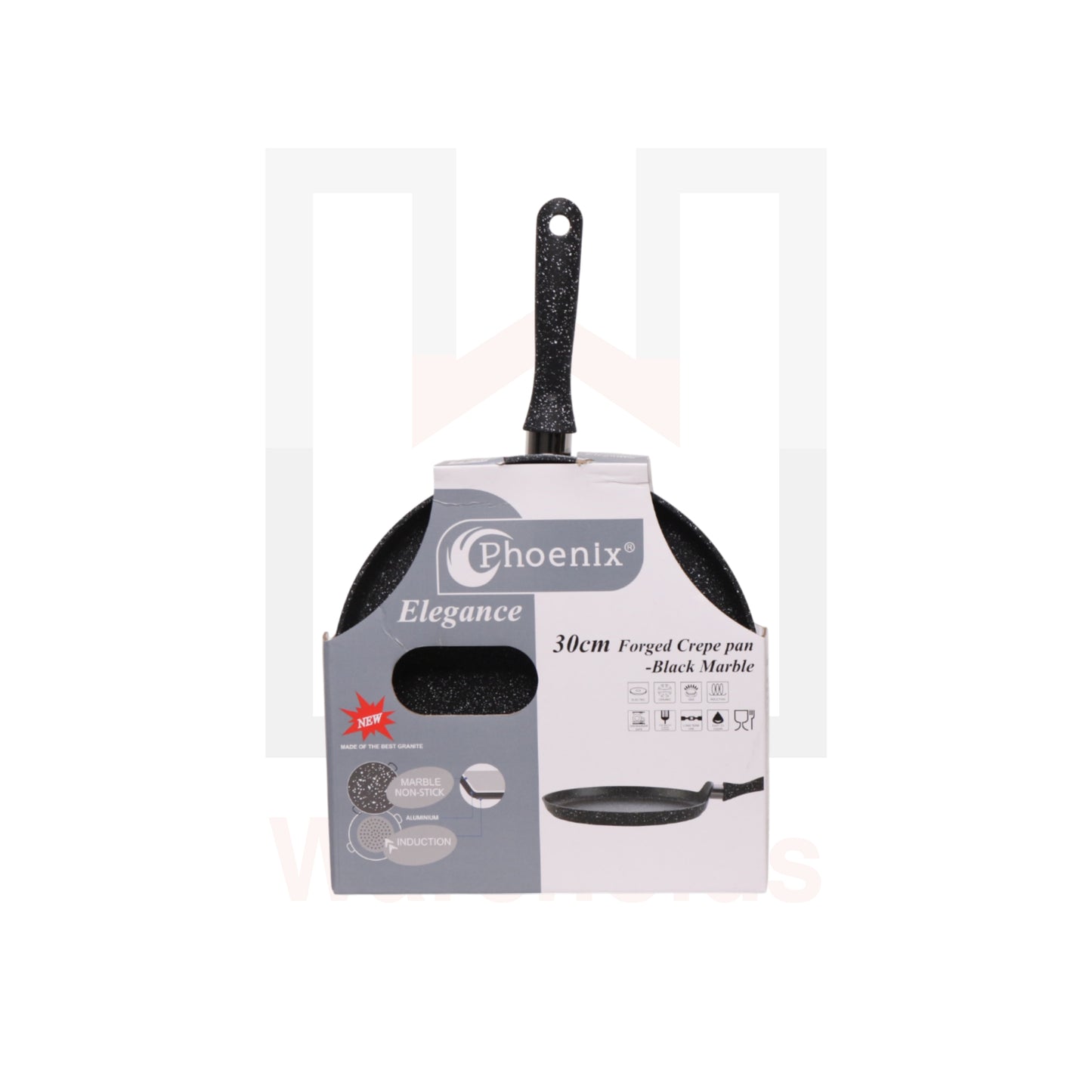 Phoenix Black Marble Forged Crepe Pan