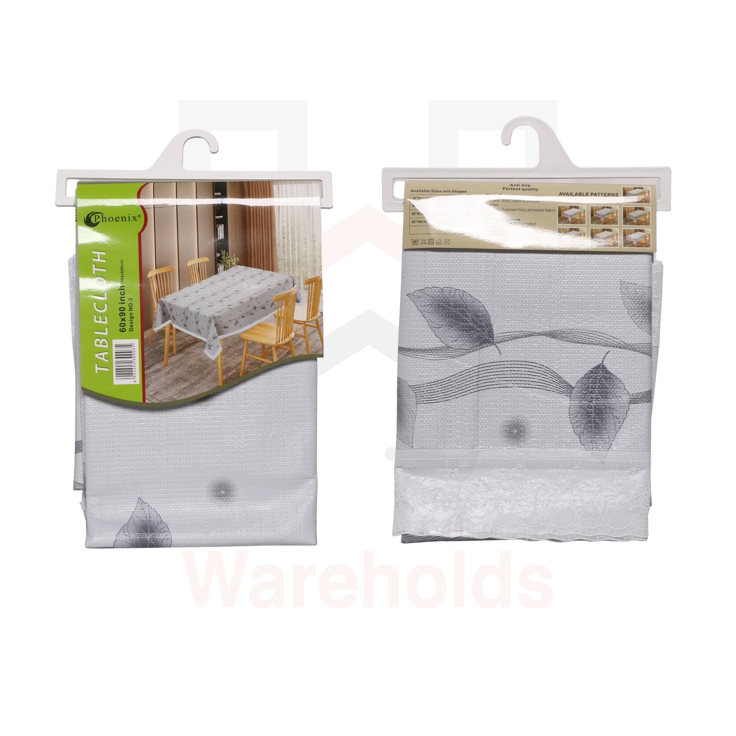 Phoenix Grey Leaf Table Cloth