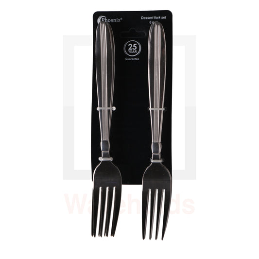 Phoenix 6 Pcs Stainless Steel Dessert Fork Line Pattern Set