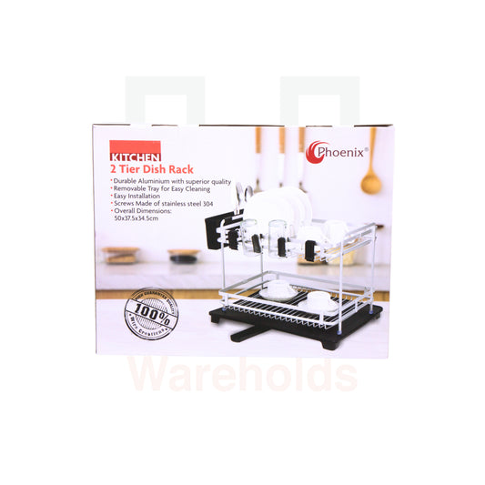 Phoenix 2-Tier Aluminum Dish Rack (Sillver)