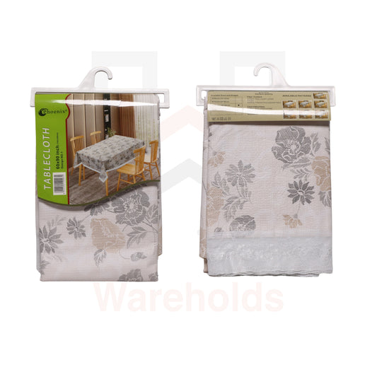 Phoenix Grey and Beige Floral Table Cloth