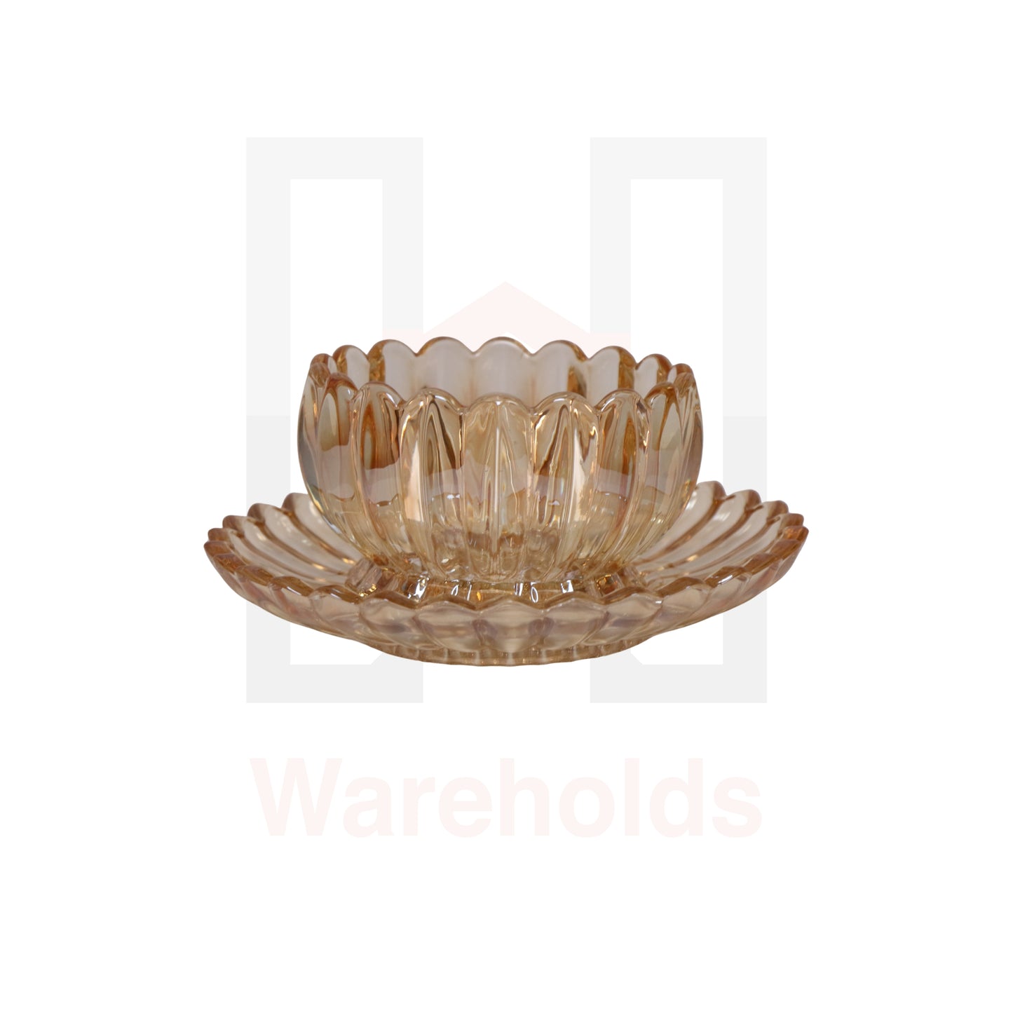 Phoenix 6 Pcs Peach Scalloped Glass Bowl Set