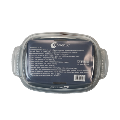 Phoenix Rectangular Pyrex Glassware with Lids (Per Piece)