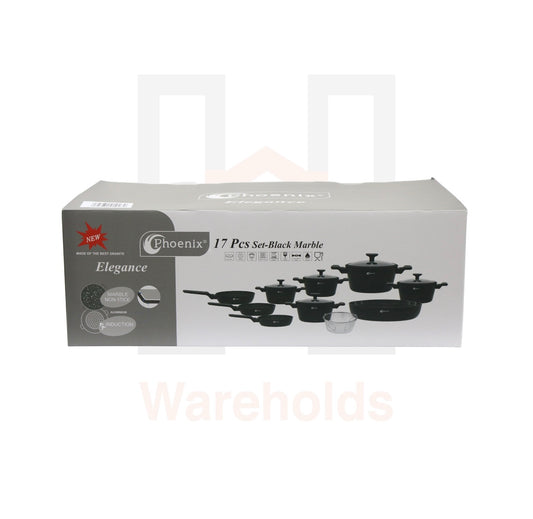 Aluminum die cast marble solid black 17 pcs