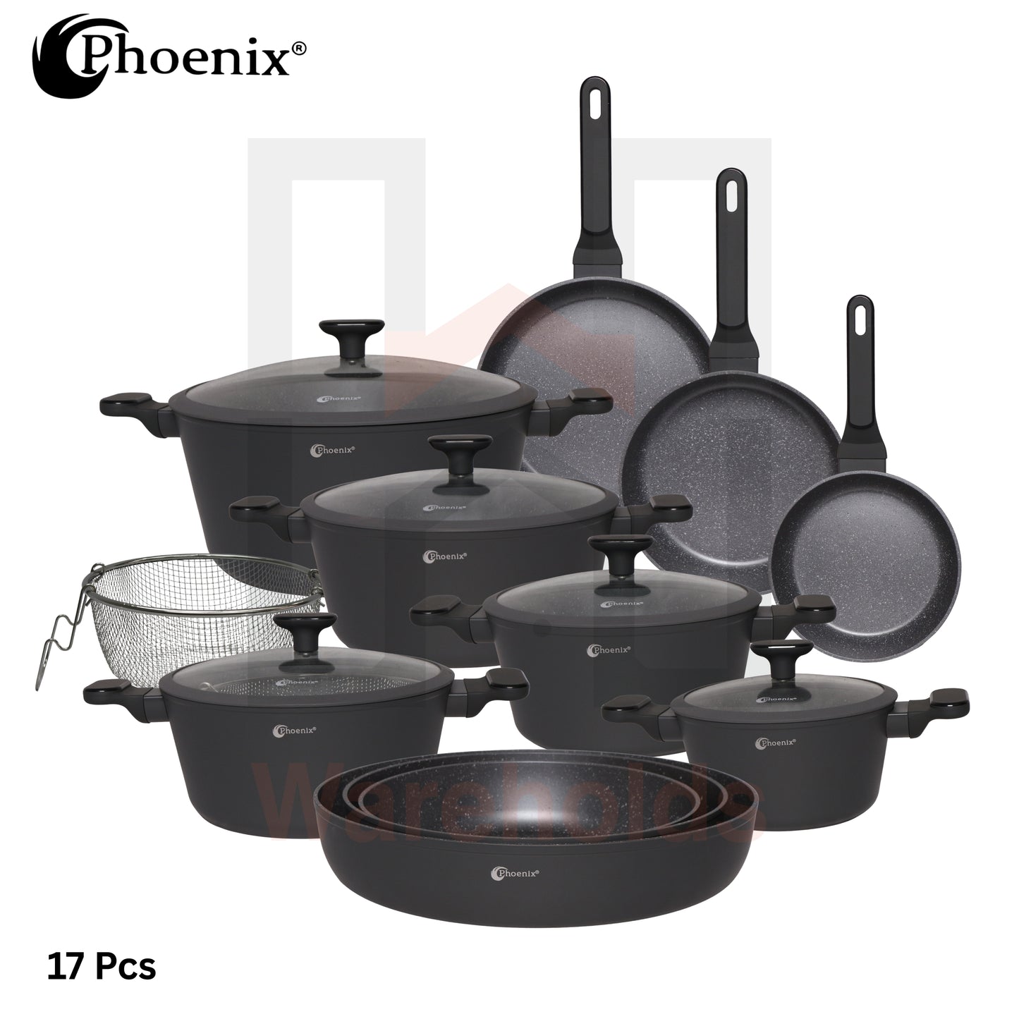 Phoenix 17 Pcs Grey Marble Set