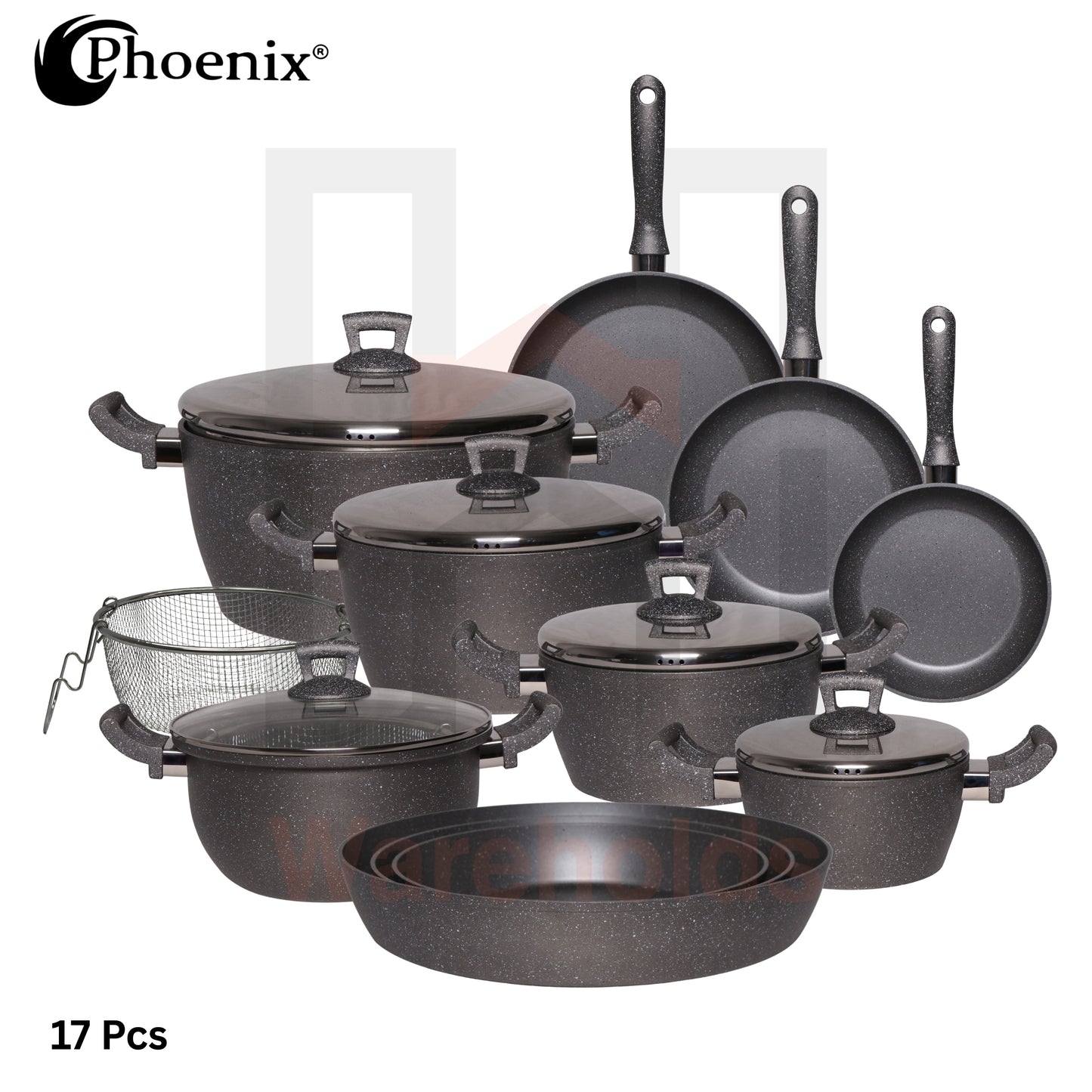 Phoenix 17 Pcs Grey Marble Set (Granite)