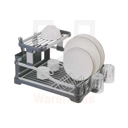 Phoenix 1.5 Tier Aluminum Kitchen Dish Rack (Grey Color)